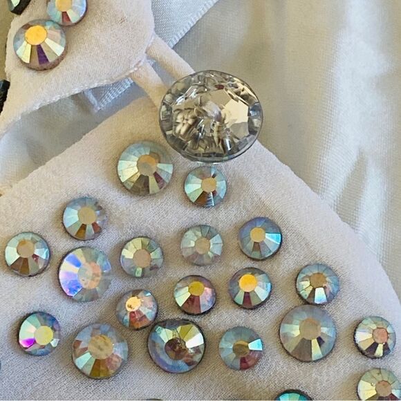 Milly x Revolve White Silk Flyaway Crystal Rhinestone Camisole Tank Top Sz S/4-6 - Picture 12 of 16